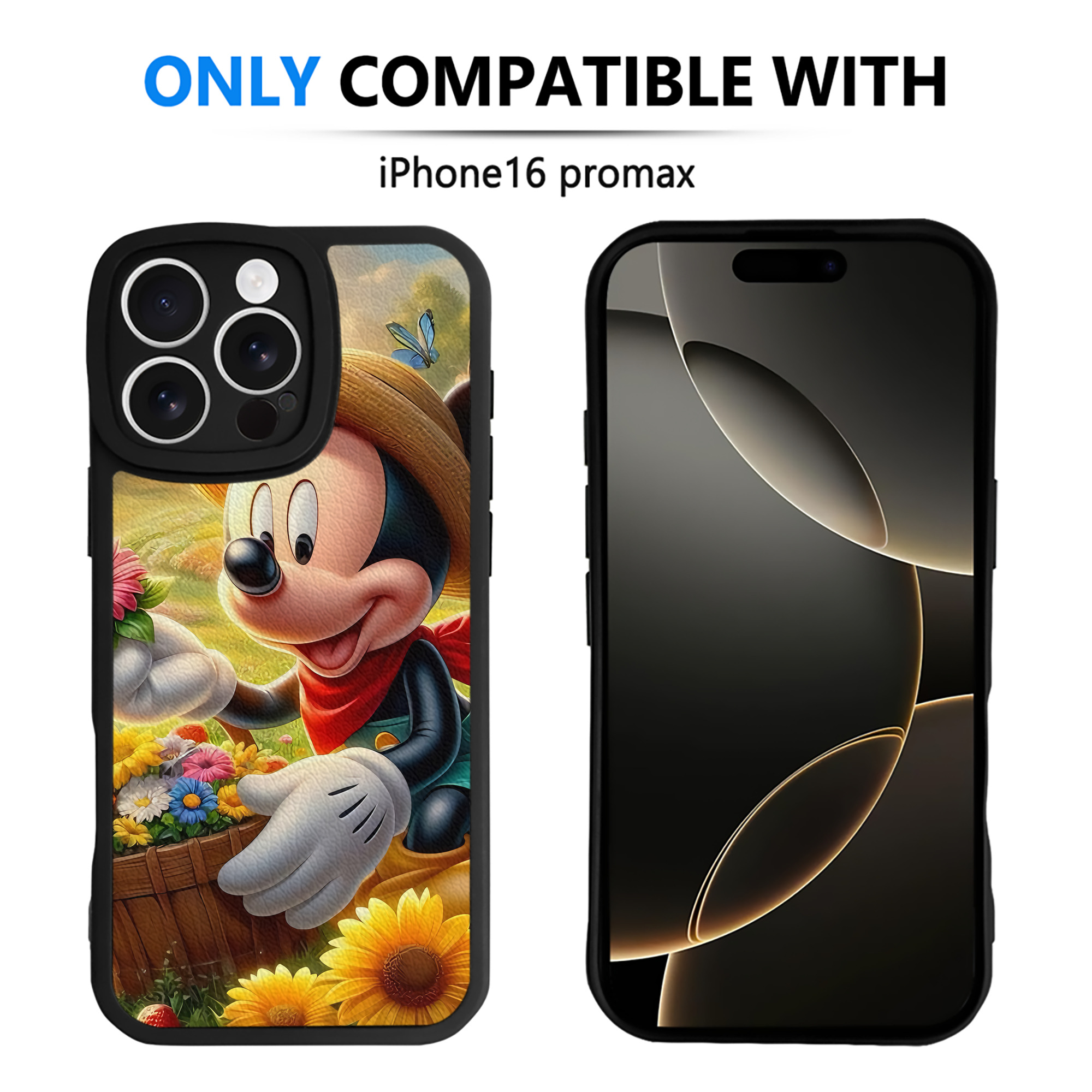 （画像用） ミッキーマウス Mickey Mouse 【iPhone 16シリーズ対応】シリコンスマホケース（レザー調） 材質：シリコン